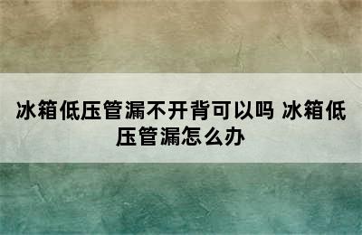 冰箱低压管漏不开背可以吗 冰箱低压管漏怎么办